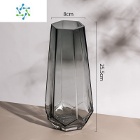 三维工匠北欧简约创意玻璃花瓶透明水养插花瓶鲜花玫瑰百合花客厅摆件网红 烟灰中号[精致款] 中等