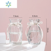 三维工匠[两个装]花瓶北欧欧式摆件客厅透明玻璃简约水养插花干花器鲜花 15卓越+15钻石(透明) 中等