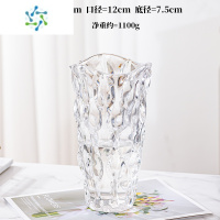 三维工匠北欧轻奢水晶透明玻璃花瓶摆件客厅插花富贵竹玫瑰百合鲜花装饰 25波西米亚[透明]