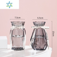 三维工匠[两个装]花瓶北欧欧式摆件客厅透明玻璃简约水养插花干花器鲜花 15卓越+15钻石(烟灰) 中等