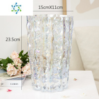 三维工匠ins风卢索水晶玻璃花瓶透明插花水养摆件轻奢客厅高级感网红 极冻冰川瓶-高款珠光