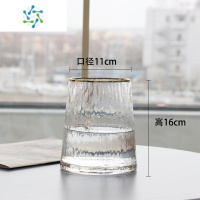 三维工匠北欧轻奢玻璃花瓶透明 客厅 插花百合富贵竹玫瑰鲜花花瓶餐桌摆件 描金T矮款(透明)冷纹