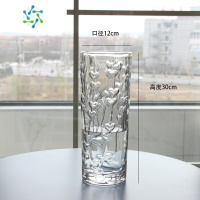 三维工匠北欧玻璃花瓶透明 创意 大号客厅插花百合富贵竹鲜花家用餐桌摆件 双心款(透明)高30cm