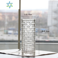 三维工匠北欧玻璃花瓶透明 创意 大号客厅插花百合富贵竹鲜花家用餐桌摆件 藤编款(透明)高25cm