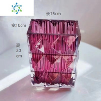 三维工匠北欧巴卡啦同璨璀水晶花瓶客厅轻奢透明插花摆件玻璃干鲜花瓶花器 20高 卢 玫红