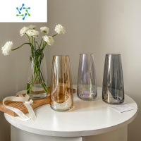 三维工匠网红花瓶摆件客厅插花玻璃ins风北欧郁金香水培鲜花装饰小众摆件 四件套[套餐更]