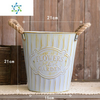 三维工匠复古铁皮桶干花花瓶做旧美式花店鲜花桶铁艺花盆乡村田园装饰客厅 做旧桶六号高21cm 大