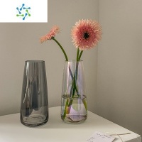 三维工匠网红花瓶摆件客厅插花玻璃ins风北欧郁金香水培鲜花装饰小众摆件 炫彩+烟灰[套餐更优惠]