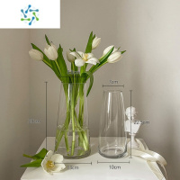三维工匠网红花瓶摆件客厅插花玻璃ins风北欧郁金香水培鲜花装饰小众摆件 透明色中号+透明[主图款式] [热卖推荐]
