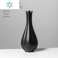 三维工匠新中式水仙瓶宋代禅意复古干花插花陶瓷中式花瓶客厅装饰古风摆件 [水仙瓶]无光黑釉 (景德镇制)