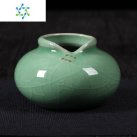 三维工匠青瓷创意摆件精致时尚小花器家居装饰品水培花插复古陶罐桌面 浅灰色 矮旗袍哥窑梅子青