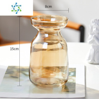 三维工匠北欧创意ins风透明玻璃小花瓶水培干鲜花插花装饰品客厅家用摆件 19113(电镀琥珀) 中等