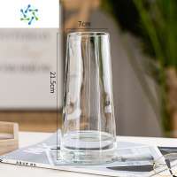 三维工匠创意简约欧式玻璃花瓶透明水养植物鲜花玫瑰百合花瓶干花插花摆件 网红锥形透明色[款] 大