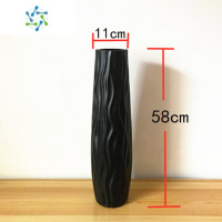 三维工匠落地大花瓶高简约塑料仿陶瓷白色黑欧式居家摆件干花插花客厅装饰 黑色曲纹(可装水)