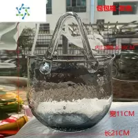 三维工匠北欧创意手提篮插花瓶玻璃透明简约客厅包包花瓶餐桌摆件鱼缸花器 包包花瓶-灰色