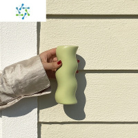 三维工匠原创设计扭扭毛毛虫陶瓷花瓶摆件胖胖可爱桌面装饰插花器 浅绿色小号