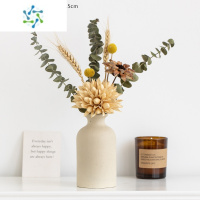 三维工匠北欧风干花陶瓷花瓶摆件简约轻奢客厅插花家居桌面网红ins装饰品 粗陶花瓶+白玉兰球尤加利 [套装价]