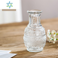 三维工匠复古轻奢浮雕透明法式玻璃花瓶ins风家居摆件客厅袖珍插花小花瓶 小莲花
