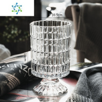 三维工匠法式创意玻璃花瓶透明轻奢摆件欧式水养插花鲜花瓶餐桌客厅装饰品 法式水晶(竖棱) 中等