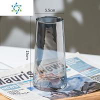 三维工匠北欧简约INS风轻奢创意幻彩玻璃花瓶水培插花干鲜花摆件客厅餐桌 北欧款小号(电镀灰色) 中等