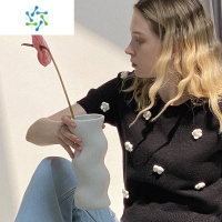 三维工匠原创设计扭扭毛毛虫陶瓷花瓶摆件胖胖可爱桌面装饰插花器 白色大号