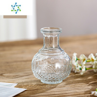 三维工匠复古轻奢浮雕透明法式玻璃花瓶ins风家居摆件客厅袖珍插花小花瓶 新球球