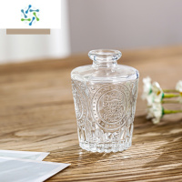 三维工匠复古轻奢浮雕透明法式玻璃花瓶ins风家居摆件客厅袖珍插花小花瓶 雕花