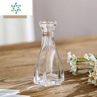 三维工匠复古轻奢浮雕透明法式玻璃花瓶ins风家居摆件客厅袖珍插花小花瓶 麻花