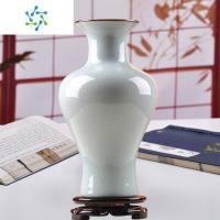 三维工匠景德镇陶瓷花瓶摆件客厅插花中式家居装饰工艺品仿古官窑纯白瓷瓶 白冰裂鱼尾瓶带底座