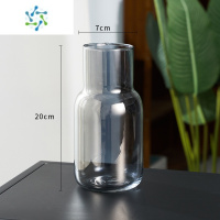 三维工匠轻奢简约玻璃花瓶透明创意水培植物鲜花网红花瓶北欧客厅插花摆件 004/电镀(烟灰色) 中等