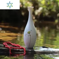 三维工匠景德镇陶瓷花瓶创意摆件手绘荷花白瓷瓶观音玉净瓶简约水培插花器 观音瓶
