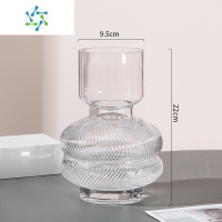 三维工匠2021 新款玻璃花瓶复古浮雕透明轻奢ins网红客厅插花黑色玄关摆件 宇宙2号(透明)