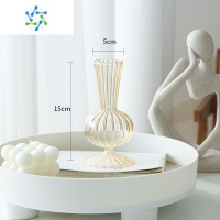 三维工匠2021 新款玻璃花瓶复古浮雕透明轻奢ins网红客厅插花黑色玄关摆件 小宇宙(黄色)