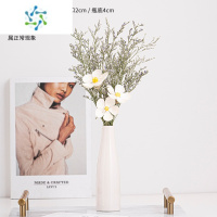 三维工匠网红桌面小花瓶ins风客厅电视柜茶几干花摆件北欧家居插花装饰品 梨涡花瓶+白罗兰情人草花束 [套装价]