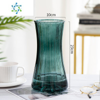 三维工匠欧式轻奢创意透明玻璃花瓶水养鲜花百合玫瑰北欧网红客厅插花摆件 23花府花瓶(墨绿)普通款 大