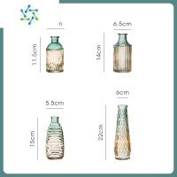 三维工匠杂货 浮雕玻璃小花瓶迷你ins风法式客厅插花透明水培鲜花摆件 []浮雕花瓶4件套