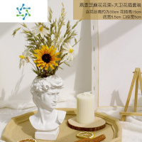 三维工匠ins大卫花瓶复古桌面摆件客厅插花干花花束北欧装饰石膏雕像雕塑 燕麦芝麻花花束+大卫花插套装