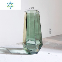 三维工匠北欧创意简约轻奢网红玻璃花瓶透明水养玫瑰鲜花客厅插花百合摆件 20六边古典绿款