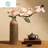 三维工匠日式禅意家居饰品手工花插装饰摆件黑白色陶瓷花瓶三件套樱花套装 梵素花瓶+粉色一枝