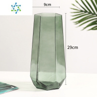 三维工匠创意简约ins玻璃花瓶透明水养富贵竹百合干鲜花插花北欧网红花瓶 挪威款(绿色大号) 大