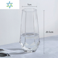 三维工匠北欧创意简约轻奢网红玻璃花瓶透明水养玫瑰鲜花客厅插花百合摆件 20六边透明色款