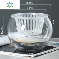 三维工匠水培植物玻璃瓶水培绿萝花瓶花盆大号玻璃圆球型水养鱼缸器皿容器 18圆球+水培篮子 中等