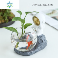 三维工匠水培植物玻璃瓶透明玻璃花瓶容器绿萝卡通花盆圆球形鱼缸水养器皿 太空人(宇航员-致敬) 中等