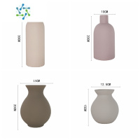 三维工匠北欧创意陶瓷花瓶莫兰迪色轻奢摆件客厅玄关干花花瓶桌面家居装饰 莲藕粉#+粉浅紫#+黑陶土#+水泥灰