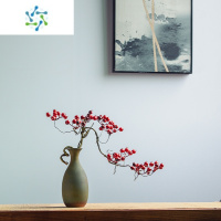 三维工匠新中式花瓶陶瓷禅意摆件客厅插花花器家居茶室电视柜干花装饰摆设 功瑾花瓶+蔓越莓1支 茶室装饰