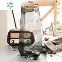 三维工匠欧式创意玻璃花瓶透明水养百合富贵竹六角口北欧网红家用客厅插花 挪威款(大号烟灰色) 大