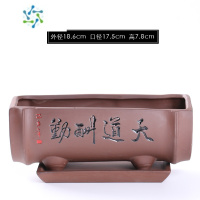 三维工匠紫砂花盆陶瓷大号六月雪带托盘创意长方形家用多肉文竹菖蒲盆栽花盆容器