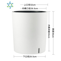 三维工匠白色北欧风圆形花盆自吸水大号懒人种植盆塑料树脂客厅天堂鸟花盆花盆容器