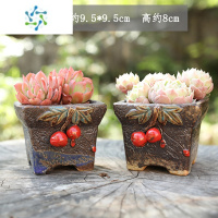 三维工匠手绘捏花麦饭石多肉花盆复古个性群生肉肉陶瓷粗陶拼盘小老桩花盆花盆容器