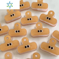 三维工匠尤物少女*可爱少女心瞪眼睛小夹子亚克力封口夹手帐长尾夹文件夹 黄色眼睛 5个装